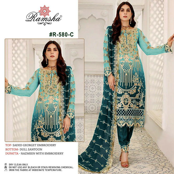 R 580 nx By Ramsha Pakistani Salwar Suits Catalog 